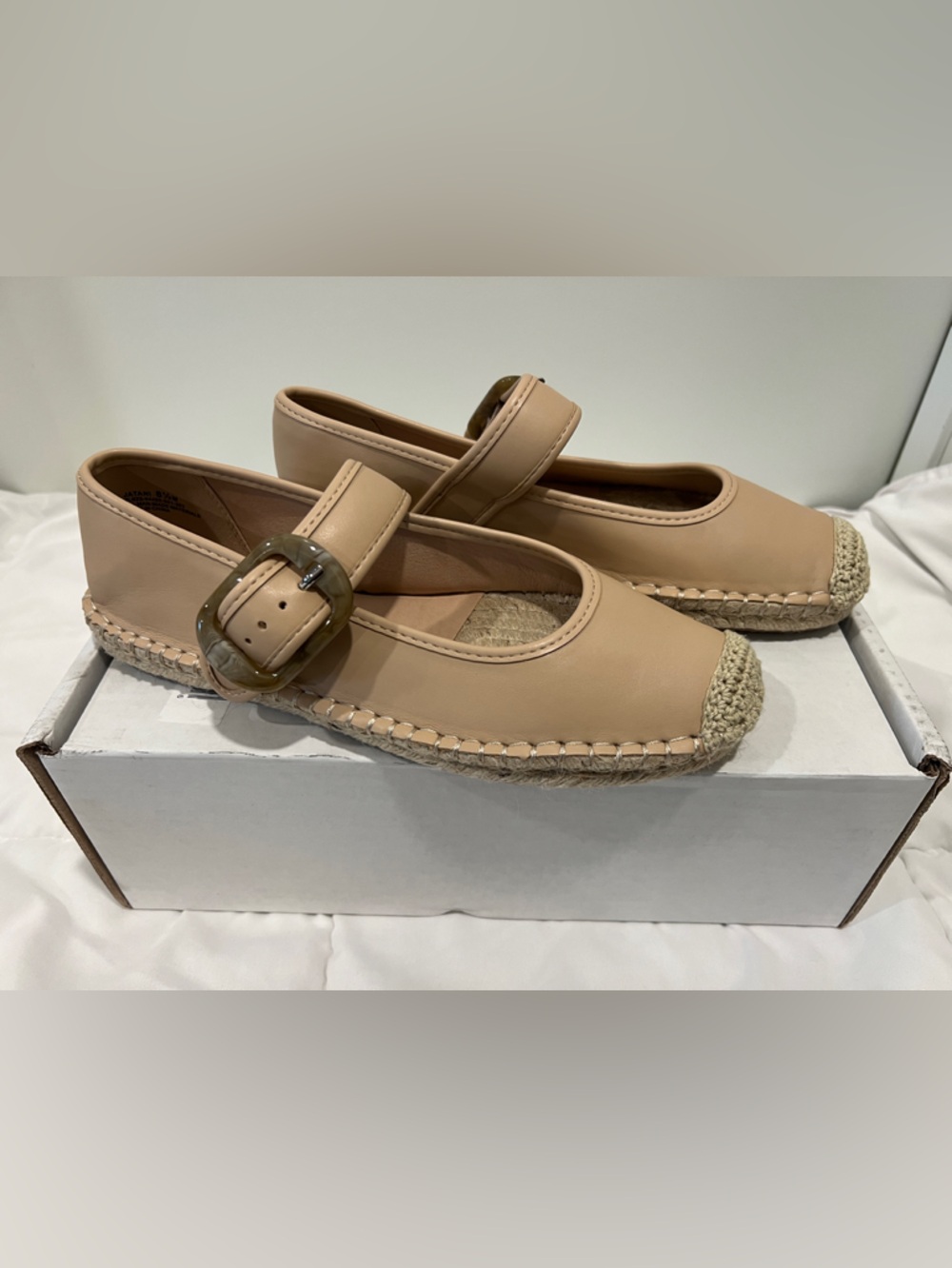 Frye Jatani Nude/Tan Mary Jane Espadrille Flats with Buckle Size 8.5